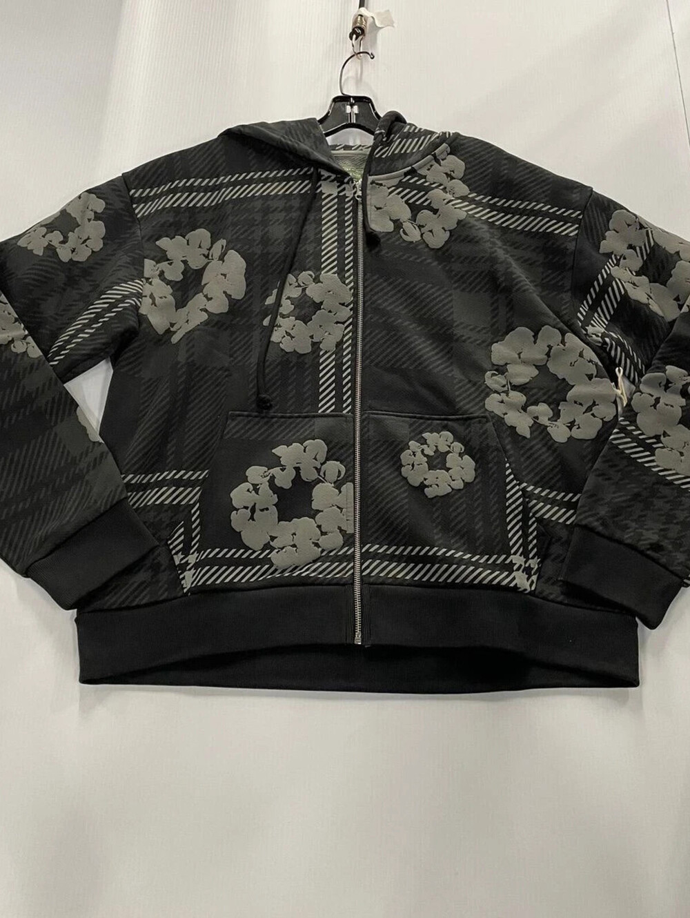 DENIM TEARS Plaid Cotton Wreath Zip Hoodie Black Men's Size XL NWT AUTHENTIC